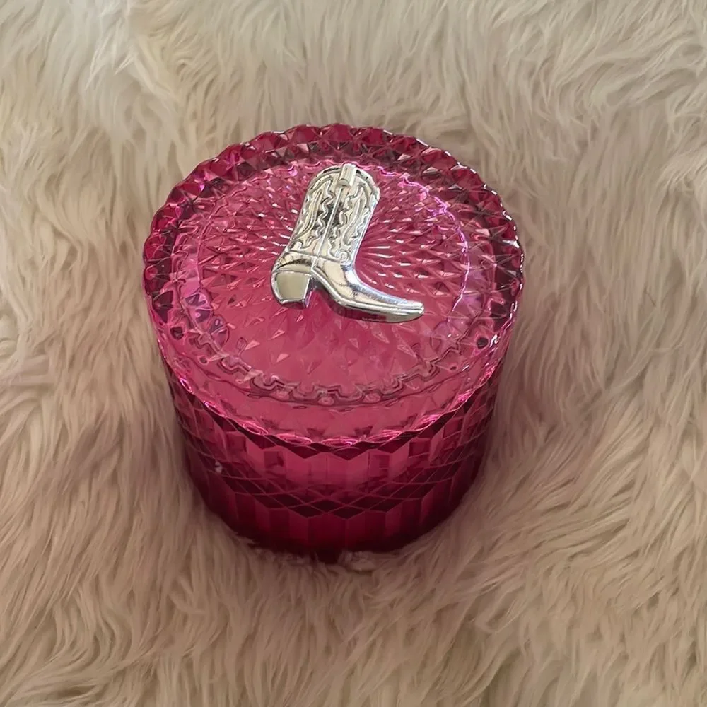 Pink Cowgirl boot pink candle